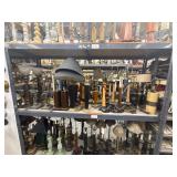 Middle shelf of assorted lamps
