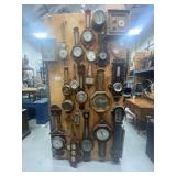 Lot of 23 wall clocks and weather stations