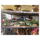1 shelf of assorted pots and flowers