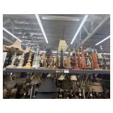 Top shelf of assorted lamps