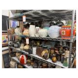 2 shelves of ceramic vases - see description