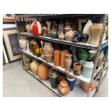 3 shelves of ceramic vases - see description