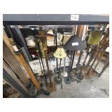1 shelf of assorted lamp stands