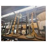 1 shelf of assorted lamp stands