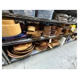 2 shelves of wood serving ware - see description
