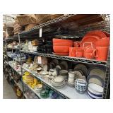 2 shelves of modern dinnerware - see description