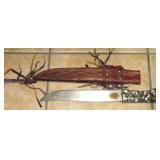 USED - FIXED BLADE KNIFE WITH LEATHER SCABBORD