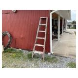 Wooden Step Ladder with Paint Residue