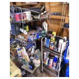 Lot: 2 metal racks & misc. items/ 2 Bag Chairs