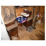 American Flag/ Boxes of tile/ 2 Lamps/ Misc. lot