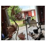 Brass Lotus Floor Lamp and Beaded Fringe Floor Lam