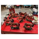 Set of Painted Resin Horse Figurines and Prince Al