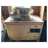 Commercial Meat Slicer With Enamel-Top Cabinet