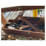 Wooden Tool Caddy with Hand Tools and Miscellaneou