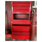 Red Metal Tool Chest with Drawers on Casters