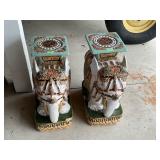 Pair of Ceramic Elephant Garden Stools
