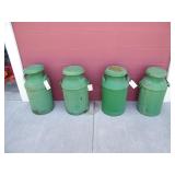 (4) Green Antique Milk Cans