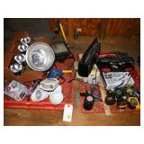 Lot w/ tape measures/ Brad nailer/ new shop lights