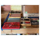 Assorted Tool Sets Including Sockets and Router Bi