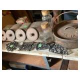 Cast Iron Pot with Lid and Glass Canisters