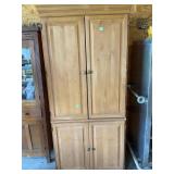 Natural Wood Storage Cabinet with Shelves
