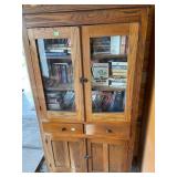 Wooden Hutch with Glass Doors and Storage