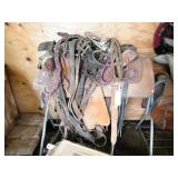 2 WESTERN SADDLE & EXTRA STIRRUPS ON Saddle Rack
