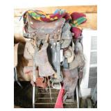 4 Western Child Saddles on Saddle Rack