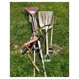 Lot of Long Handle Wook Tools  & Poly Schoop