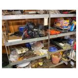 Two Metal Shelves with Assorted Contents
