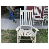 Wooden Slat-Seat Rocking Chair in White Finish