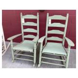 Pair of Wooden Ladderback Rocking Chairs