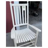 White Wood Slat-Seat Rocking Chair