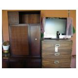 FLAT SCREEN TV, 3 DRAWER DRESSER, 2 DRAWER &