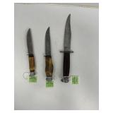 Three Fixed-Blade Knives 4ï¿½,4 1/2ï¿½,6ï¿½ blades