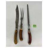 Three-Piece Carving Set with Antler Handles