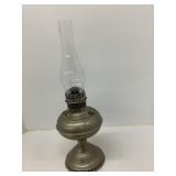Vintage Metal Oil Lamp with Glass Chimney