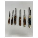 Six Folding Pocket Knives with Various Handles 2ï¿½