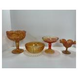 Four Carnival Glass ï¿½ Compotes and Bowl