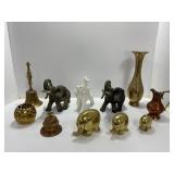 Eleven Decorative Brass, Copper, and Ceramic Figur