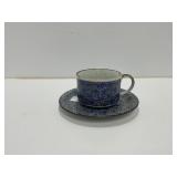 Takahashi Porcelain Cup and Saucer with Blue Flora