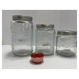 Three Mason Glass Storage Jars