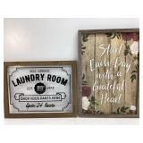 Decorative Signs With Wood Frames, Two Pieces