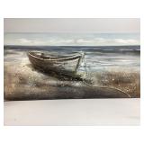 Textured Mixed Media Canvas Artwork of Boat