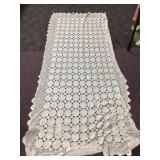 Hand-Crocheted White Cotton Lace Throw