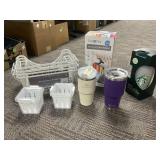 Household Items Including Tumblers and Steamer