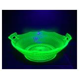 Green Uranium Glass Serving Bowl