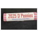 Roll (50) 2025-D Lincoln Cents, last year for the