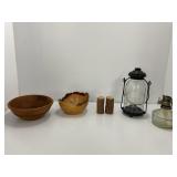 Wood Bowls, Shakers, and Lanterns Set