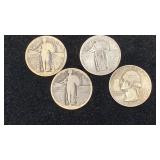 (4) Silver Quarters: 1954-D Washington, (3)